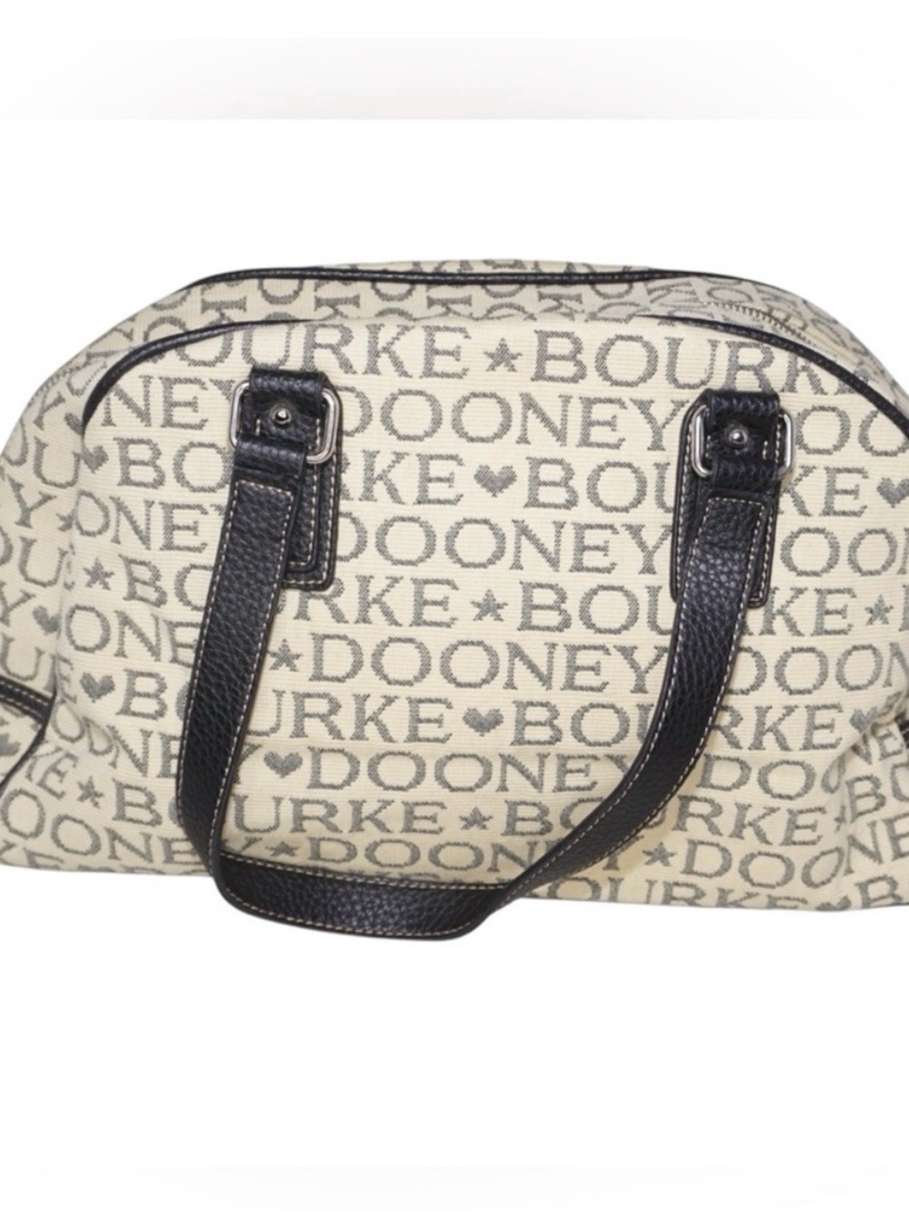 Dooney & Bourke Signature Satchel Bag with Pink Heart Zipper Pull - Picture 7 of 13